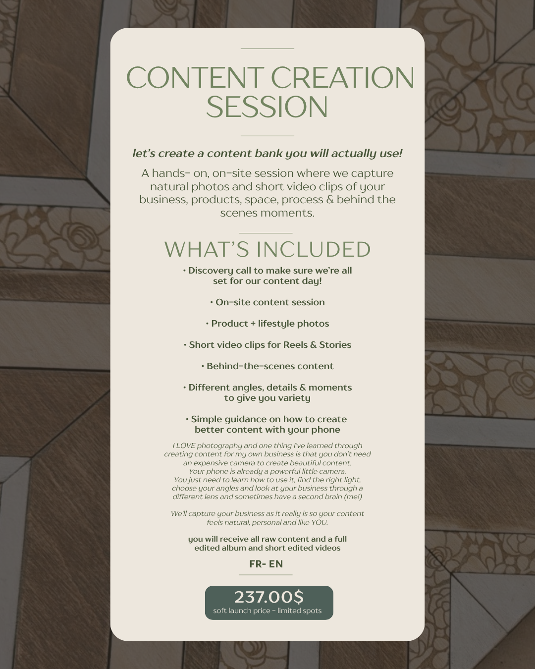 content creation session