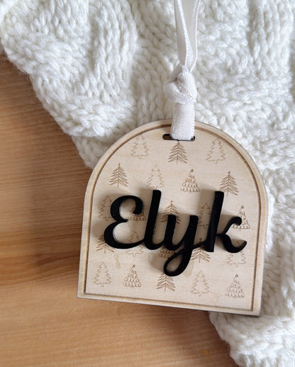 arch stocking - gift tags!