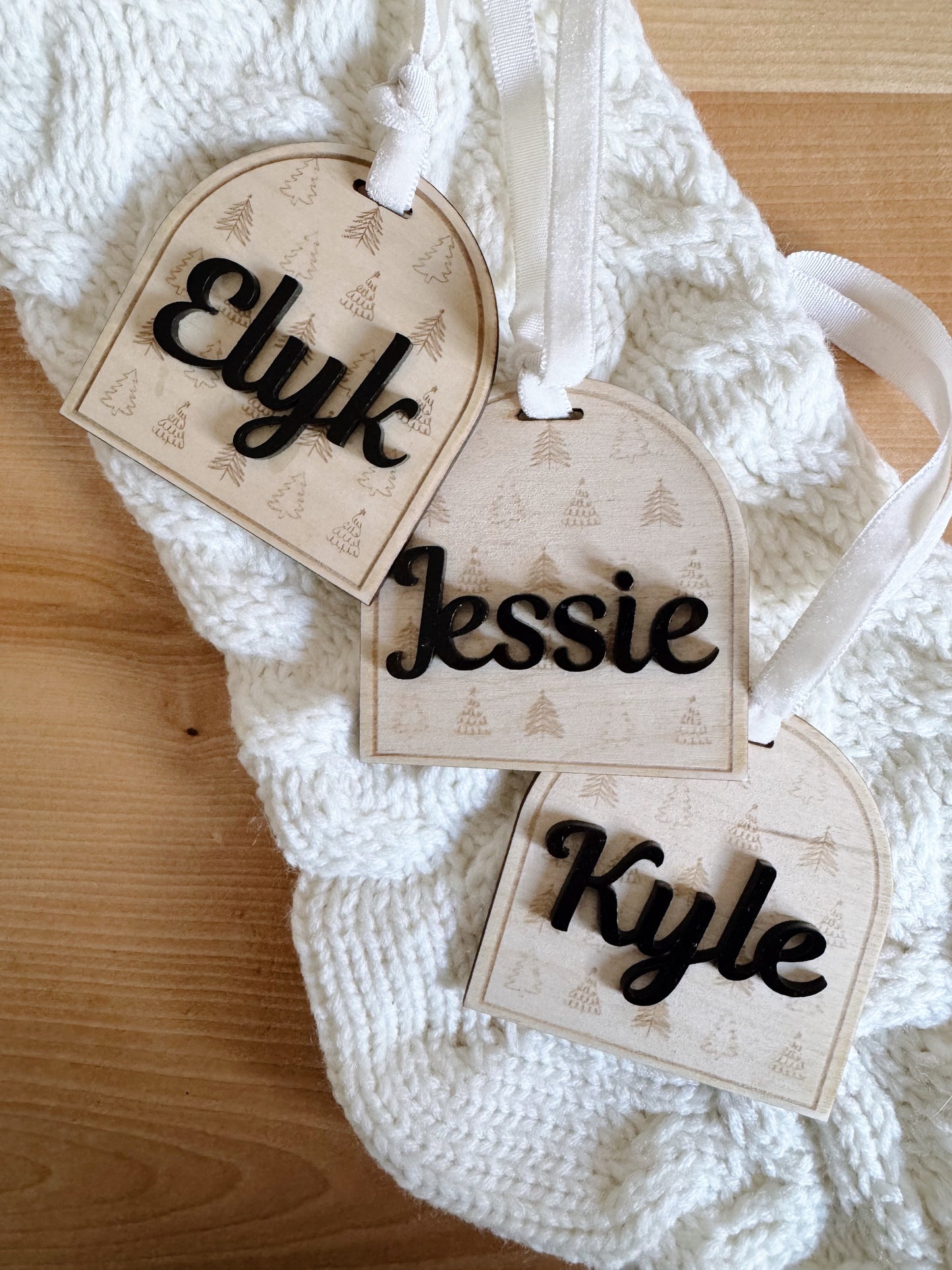 arch stocking - gift tags!