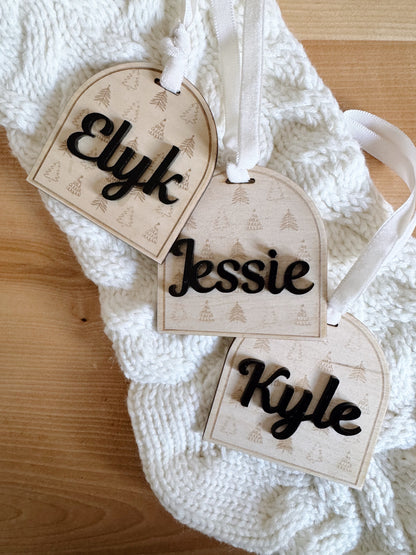 arch stocking - gift tags!