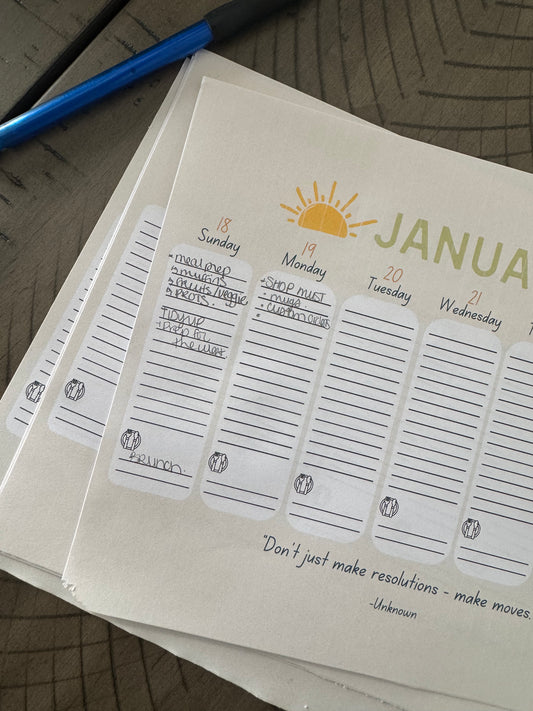 printable weekly calendar