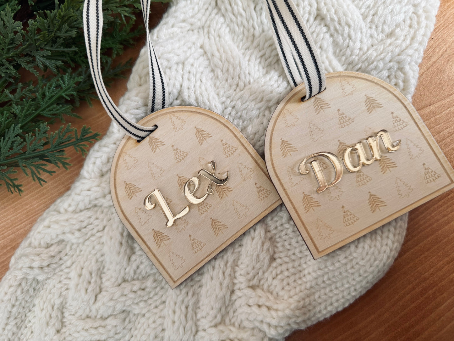 arch stocking - gift tags!