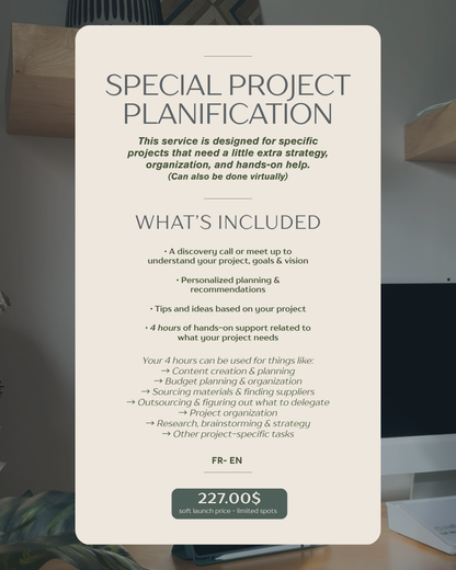 special project planification